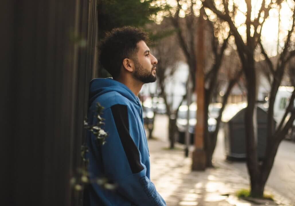 a man alone outside