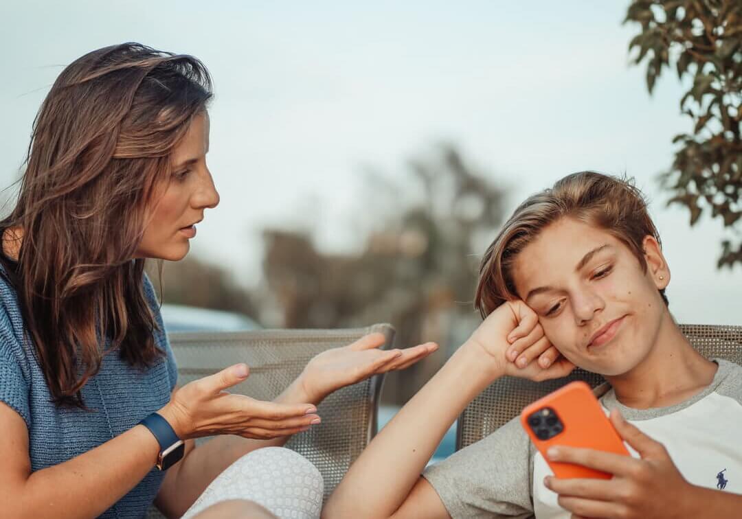 a mom trying to talk to her teen